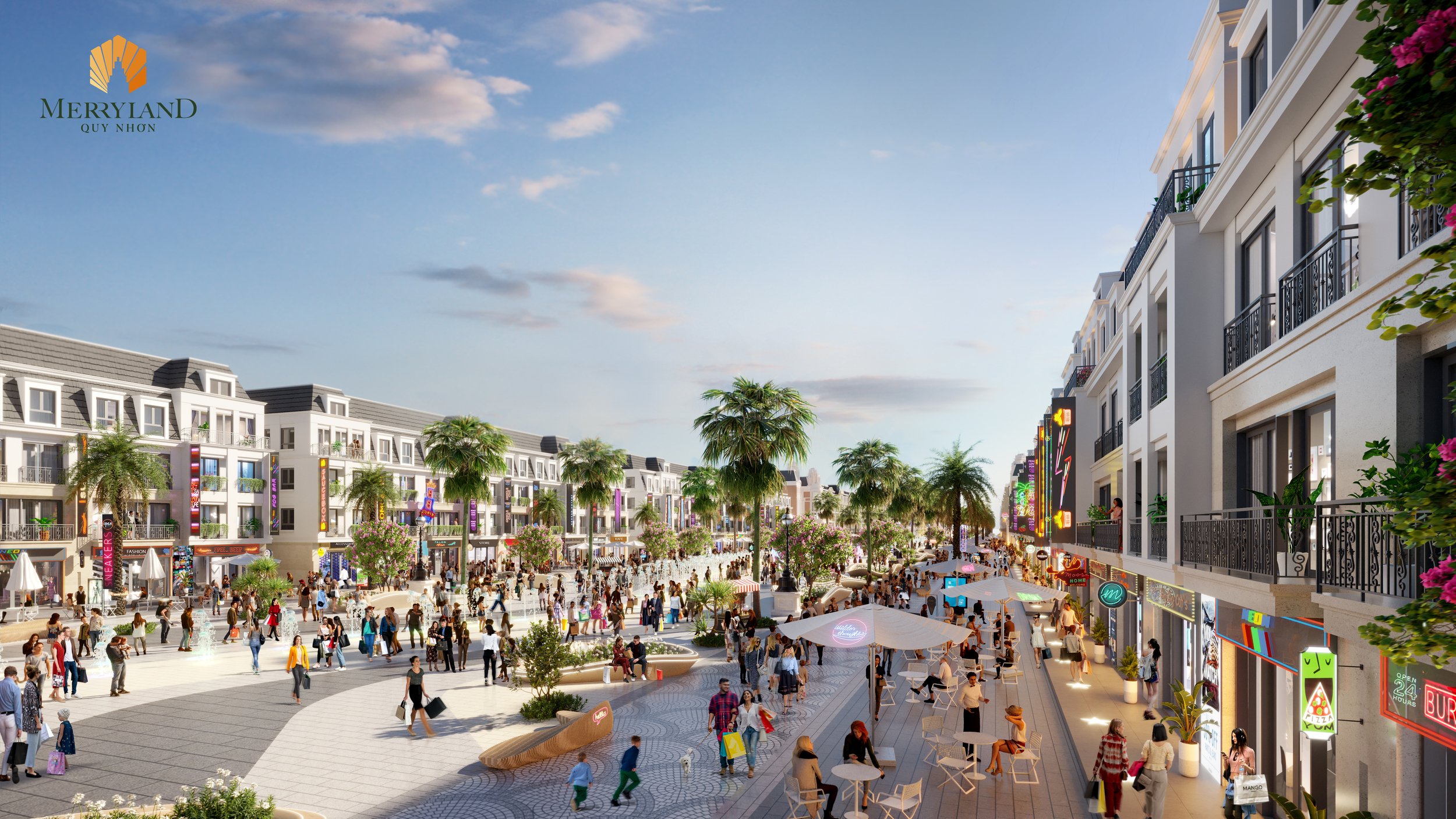 Phố đi bộ mua sắm tại MerryLand Quy Nhơn