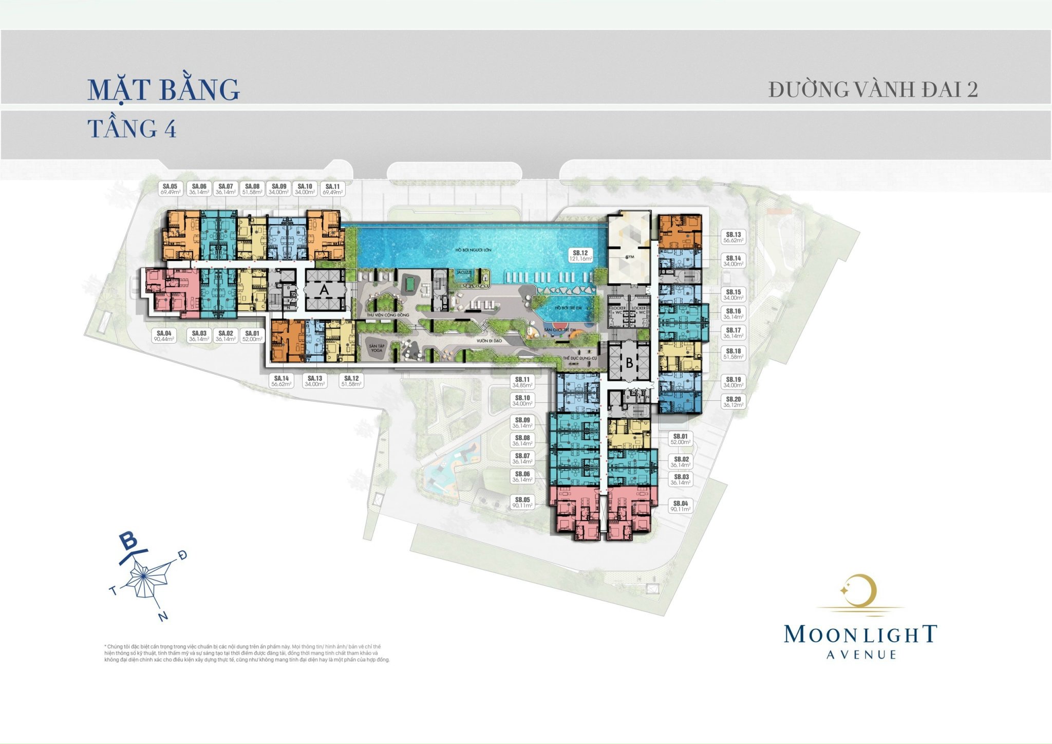 Mặt bằng tầng 4 Moonlight Avenue