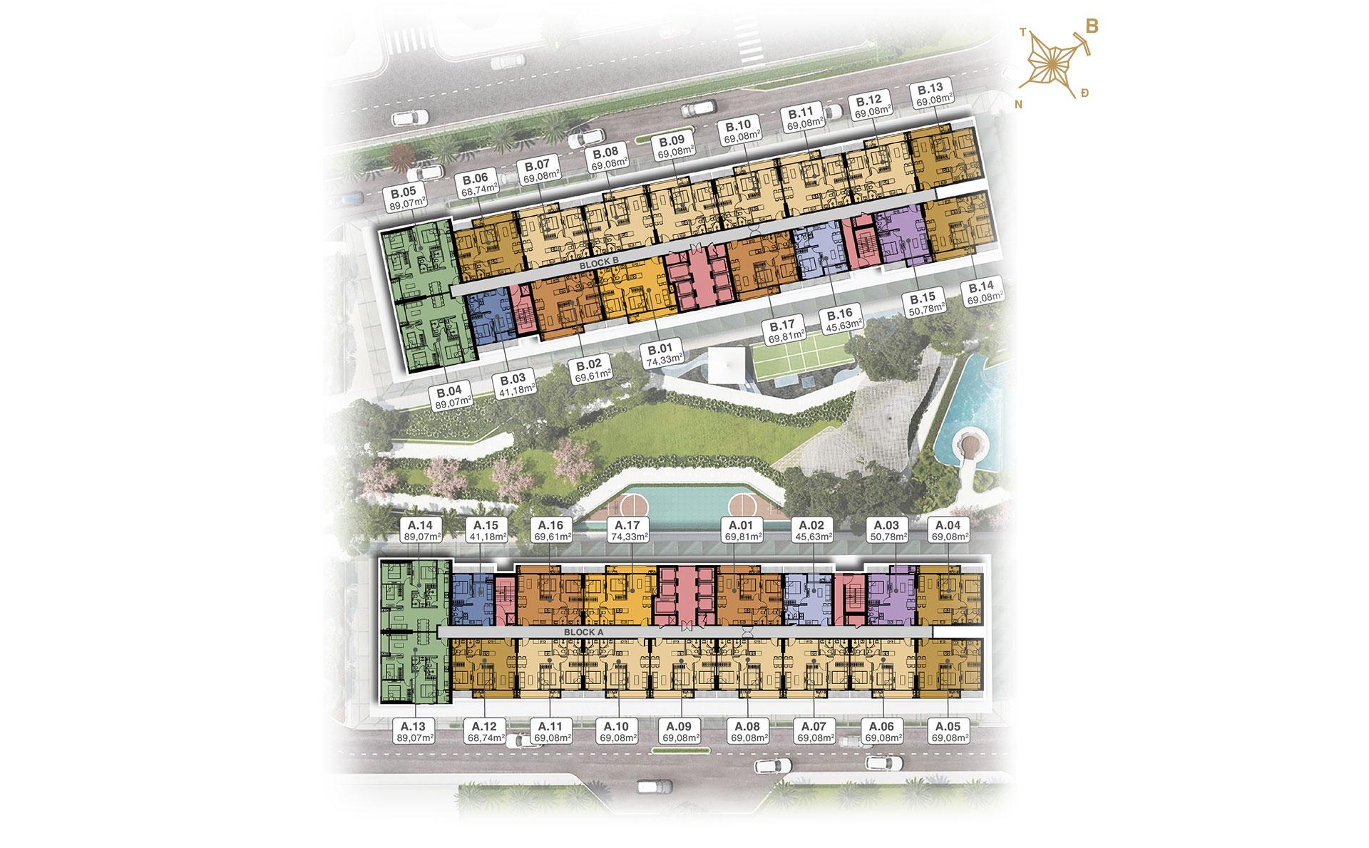 Mặt bằng tầng điển hình Block A, B Lavita Thuận An