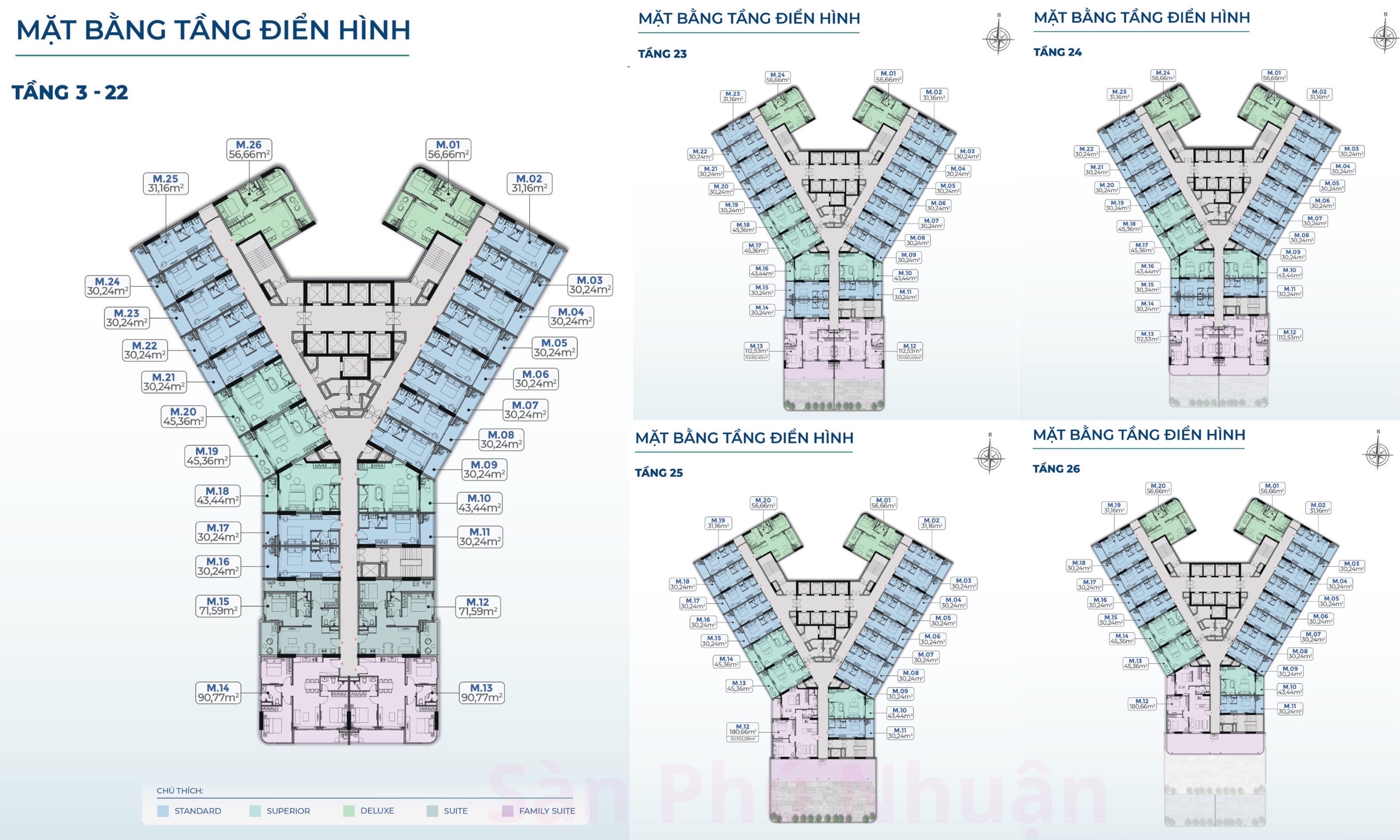 Mặt bằng tầng 3 -26 Căn hộ Marina District